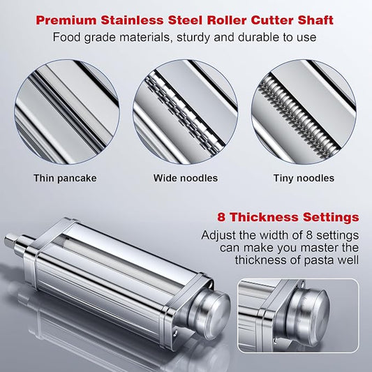 Pasta Maker Attachment for all KitchenAid Stand Mixer, including Pasta Sheet Roller