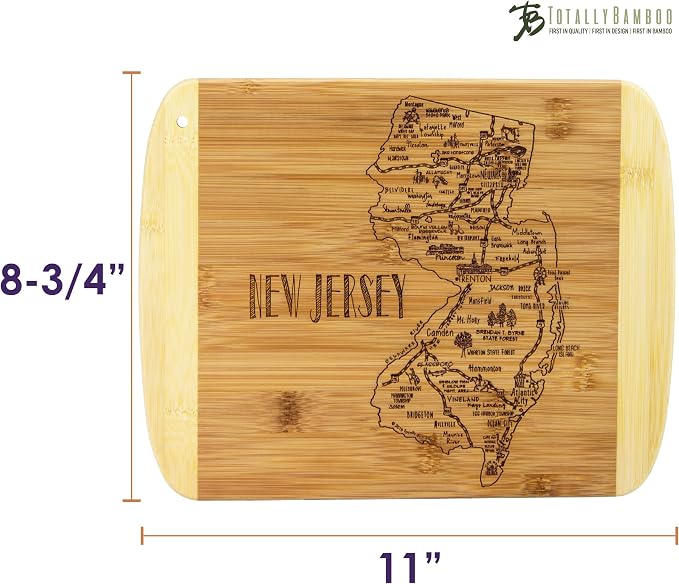 Totally Bamboo A Slice of Life New Jersey State Serving and Cutting Board, 11" x 8.75"