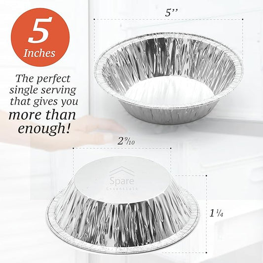 (120 Pack) 5" Aluminum Pie Pans 5 Inch, Mini Pie Tins Disposable, 5 Inch Aluminum Foil Pie - Individual Pie Pans perfect for Baking, Storing & Reheating Pot Pies Small Pie Tins