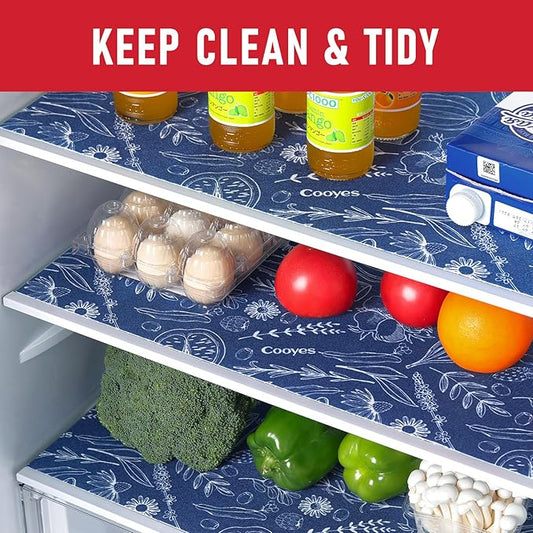 Cooyes Large Refrigerator Liners for Shelves, 12 Pack, 17.7" ร 24", Fridge Drawer & Shelf Liners for Kitchen Cabinets Non-Adhesive, Breathable Cloth Material, Keep Produce Fresh Longer