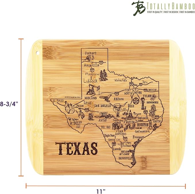 Totally Bamboo A Slice of Life Texas State Serving and Cutting Board, 11" x 8.75"
