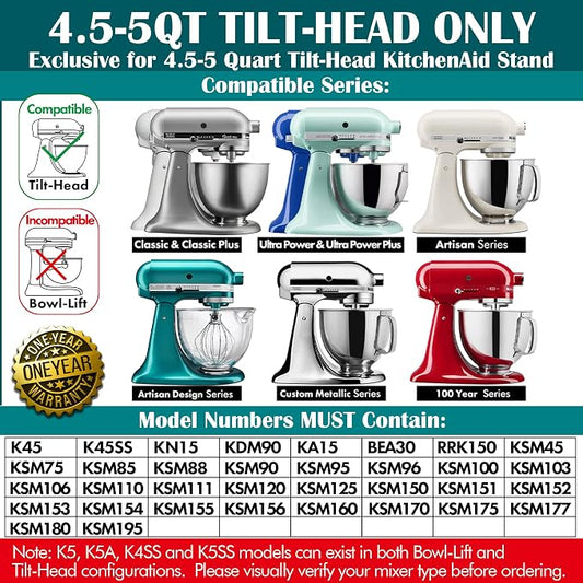 Stainless Steel Paddle,Flat Beater - Accessories and Attachments for KitchenAid Mixers, Fit 4.5-5 QT Mixing Bowl