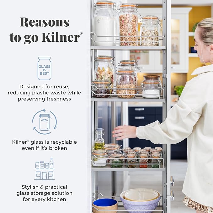 Kilner Fresh Storage Jar 3.5 Litre Airtight Glass Container Durable Vacuum Seal Lid | BPA-Free Jar for Food Storage, Pasta, Dry Goods, Pantry Organisation