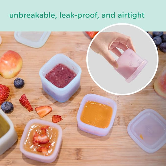 Olababy Clear Sense Silicone Storage Containers 4pk for Baby Food, Snacks, Formula, Puree, Sauce & More | Micro Plastic & BPA-Free | Daycare Essentials for Toddlers and Kids (Lemon, 2 oz / 60 ml)