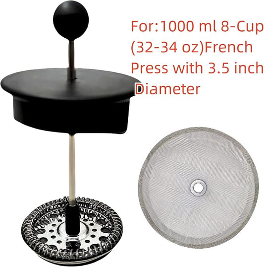 10pcs french press filter screen,Universal 1000 ml, 34 Oz, 8 Cup French Press Coffee Makers and Tea Machines 4 Inch Stainless Steel French Press Replacement coffee filter mesh