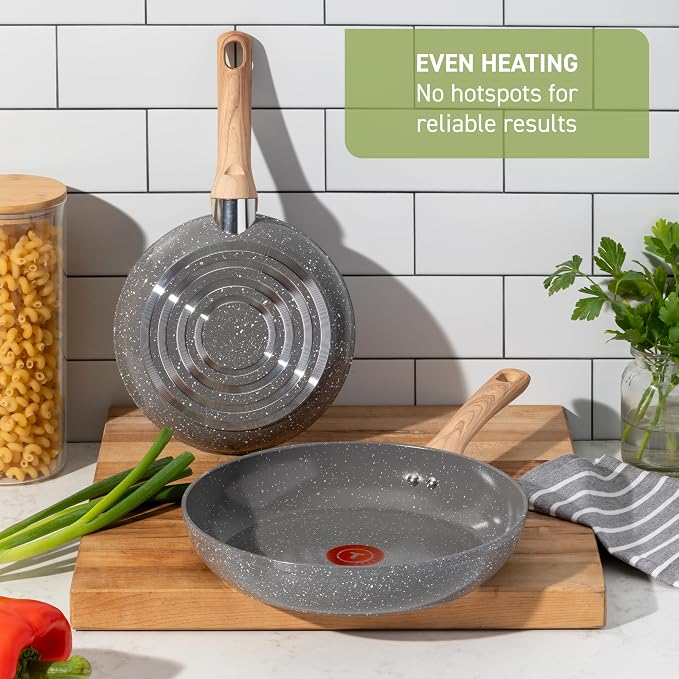 T-Fal Revive Ceramic Nonstick Frying Pan 12 Inch Skillet, Oven Safe to 350ยฐF, Stay-Cool Handle, Grey Granite