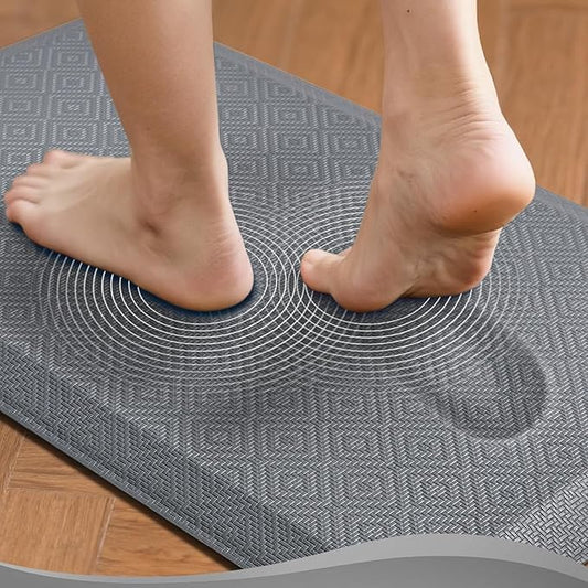 Ophanie Kitchen Mats for Floor, 3/4 inch Thick, 17x24 Anti Fatigue Cushioned Mat, Kitchen Rugs, Waterproof, Comfort Ergonomic Standing Mat for Office, Home, Sink, Grey Non-Slip Ridged Bottom