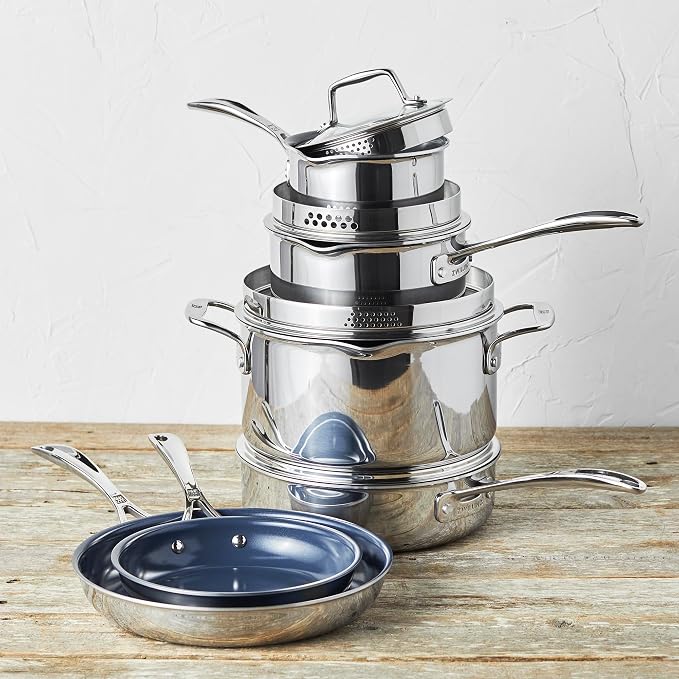 ZWILLING Clad CFX 10-pc Stainless Steel Ceramic Nonstick Cookware Set
