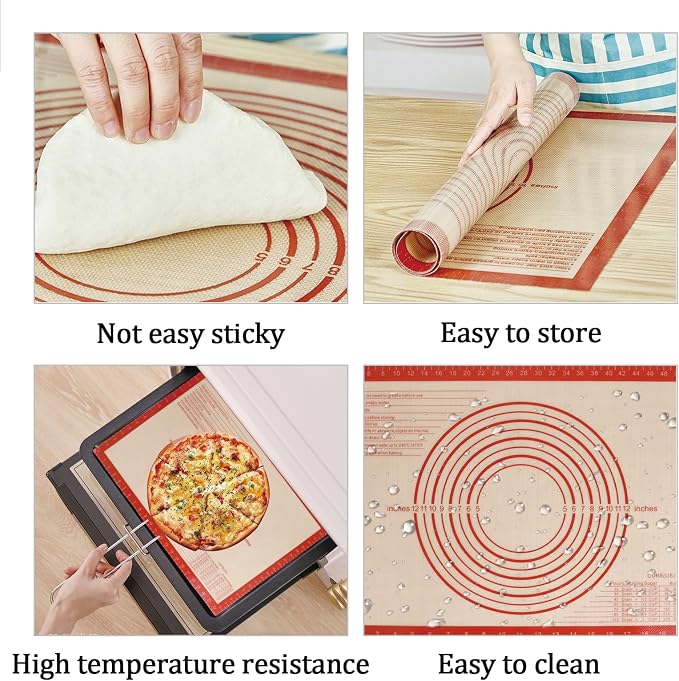 3Pcs Marble Rolling Pin Sets,15Inch Marble Pastry Dough Roller with Wooden Handle,Silicone Mat,Cradle and Brush, Non Stick Surface Rolling Pins for Dough Cookie Baking Supplies Kitchen Accessories