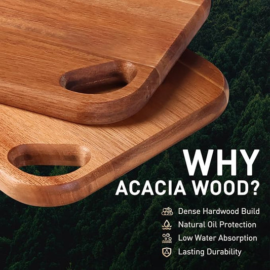 2 Pack Small Acacia Wood Cutting Board for Kitchen 8.6" x 6" Mini Wooden Charcuterie Boards Lightweight Chopping Board Non Toxic Serving Board Tiny Chef Set Camping Fruit Lemon Sandwich Cheese Board