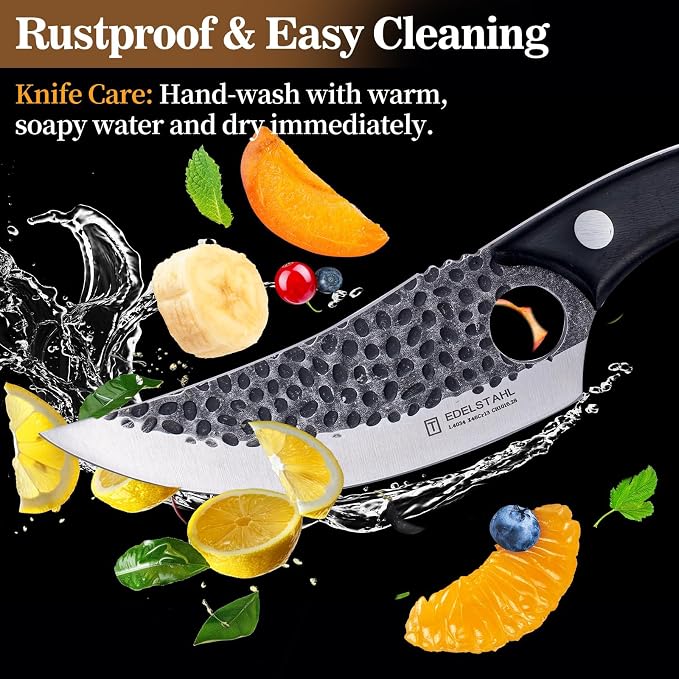 Chef Knife, Kitchen Knife for Boning,Cutting and Chopping,Stainless Steel Japanese Knife,Ergonomic Butcher Knife for Cutting Meat,Vegetables,Kitchen,Camping,Barbecue Meat Knives,Black