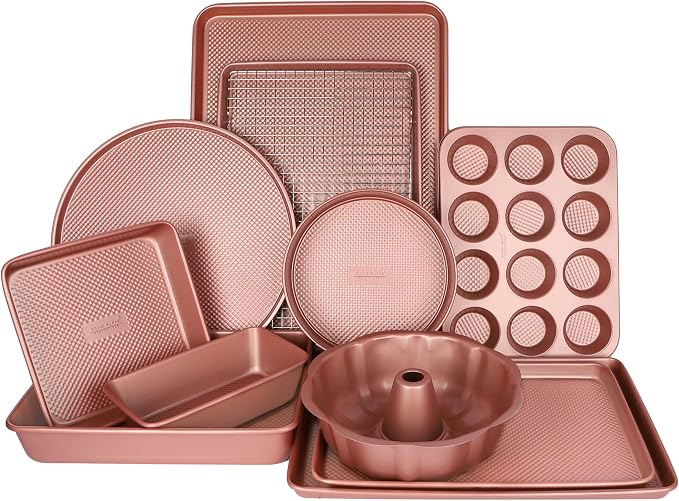 David Burke 9" Springform Pan – Carbon Steel Cheesecake Mold with Removable Bottom, Oven Safe, PFTE & PFOA Free – Rose Gold