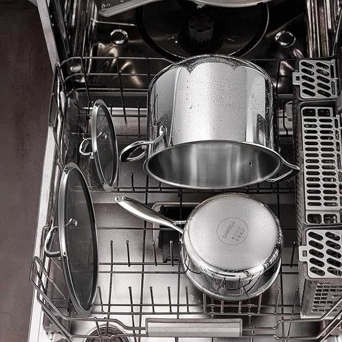 1.3 Quart Stainless Steel Saucepan with Glass Lid, 5 Ply Stainless Clad Construction, Suitable for All Cooktops, PTFE, PFAS and PFOA Free