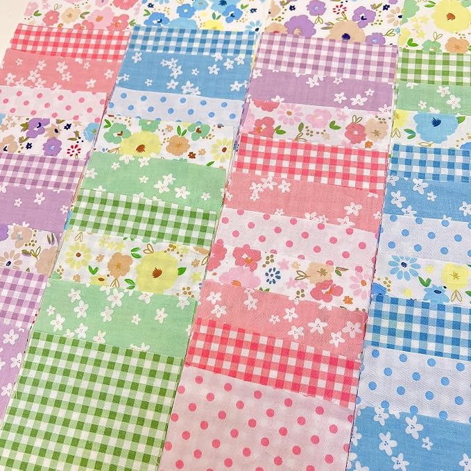 7PCS 25x 25 cm Quilting Fat Quarters Fabric Bundles, for Sewing Crafting,Print Floral Striped Polka Dot 100% Cotton Gingham Fabric (42pcs Mix, 9.8" x 9.8"(25 * 25CM))