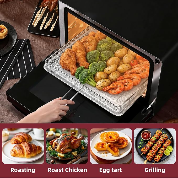 Air Fryer Tray Replacement for Cuisinart TOA-60 TOA-65 TOA-70 Toaster oven tray, 12.4"x11"Air Fryer Basket and air fryer tray pan, Dishwasher Safe