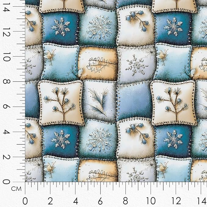 Winter Animals Patchwork Quilting Fabric Panel – 6× (10×10 inch) Blocks + Bonus Patchwork Sheet 29.5×19.6 inch, 100% Cotton 140 GSM, Cozy Blue & Cream Woodland Theme