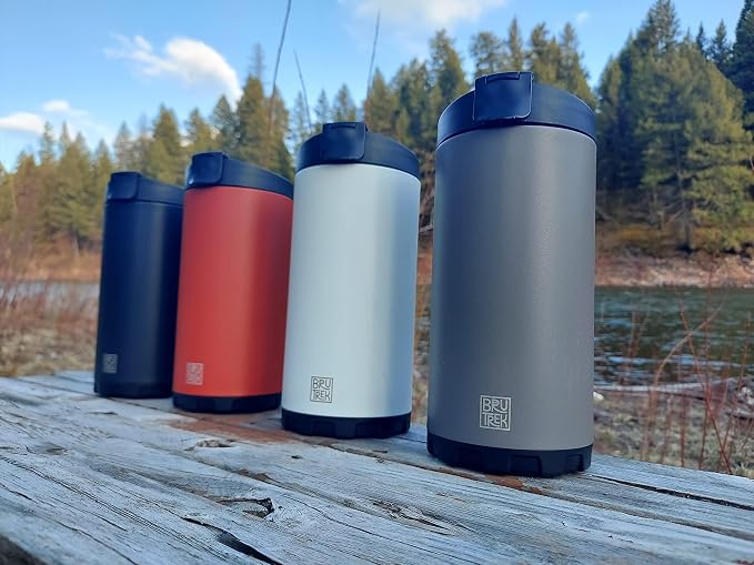 BruTrek® by Planetary Design Steel Toe 3.0 Travel Coffee Press - Brew 20 fl.oz On The Go - No Spill Lid, Double Wall Vacuum Insulated Stays Hot for Hours, French Press Coffee (Red Rock)