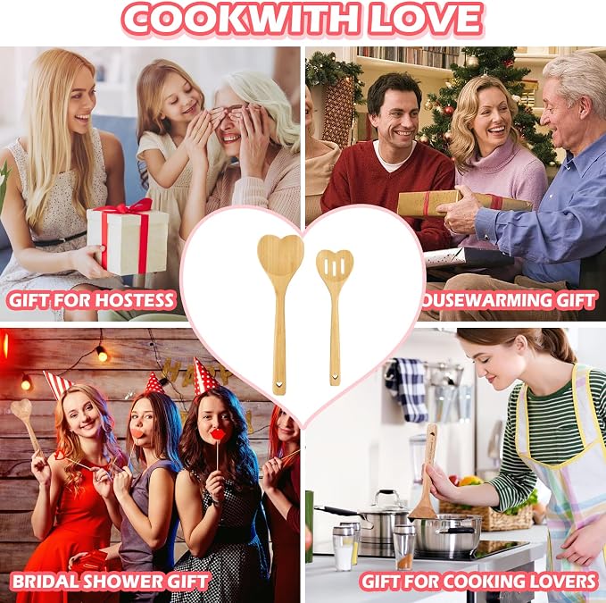 Birthday Gifts for Mom - 2 Pcs Heart Wooden Spoons for Cooking,Mothers Day Gifts for Mom from Daughter or Son,Heart Gift for Women Grandma Friend Sister Wife,Wedding Gift for Couples