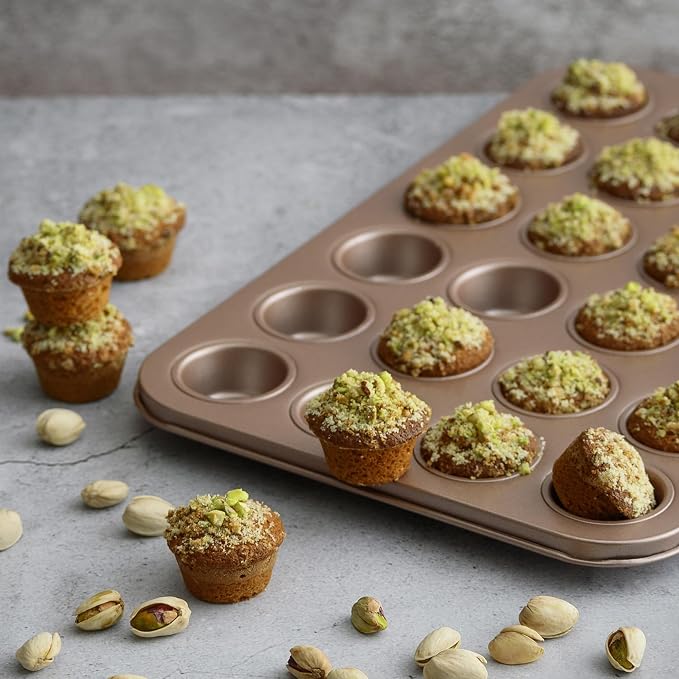 HAPPIELS 24 Cup Mini Muffin Pan Nonstick for Oven Baking, PFOA & BPA Free | Nontoxic Mini Cupcake Tin | Best Non Stick Muffin Pans | Carbon Steel Small Muffin tins | Cupcakes Bakeware Mold