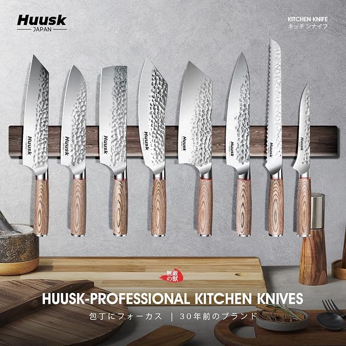 Huusk Japanese Sourdough Bread Knife - 10" Sharp Bread Slicing Knife for Homemade Cake Toast Bagel, Stainless Serrated Long Knives for Fruit Vegetable Watermelon, Gift Idea for Men Women Baking Lover