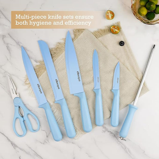 8 Piece Kitchen Knife Block Set with Sharpener,Dishwasher Safe,German Stainless Steel Knife Block Set