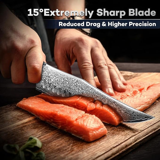 DRAGON RIOT Japanese Chef Knife, Damascus Kitchen Knife with VG10 Steel Core, Ultra Sharp Handmade Cooking Knives with Ergonomic Handle, Premium Gift Box for Mon and Dad
