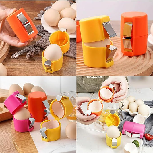 Stainless Steel Egg Shell Opener Multifunctional Egg Cracker Tool for Raw & Hard-Boiled Eggs, Handheld Kitchen Gadget for Easy Peeling & Separating (3 Pieces)