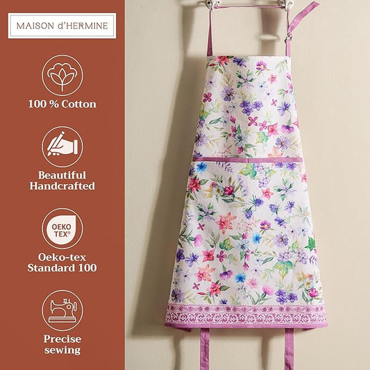 Maison d' Hermine 100% Cotton Apron for women with Pocket Kitchen Chef Apron for Men Cooking Spring Summer
