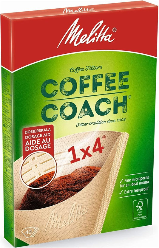 Melitta Coffee Coach Filter Bags 1 x 4 Brown Pack of 40, Paper