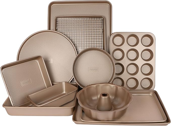 David Burke 13x9 Oblong Baking Pan – Carbon Steel, Non-Stick, PFTE & PFOA Free, Oven Safe with AirFlow Baking Technology – Bronze