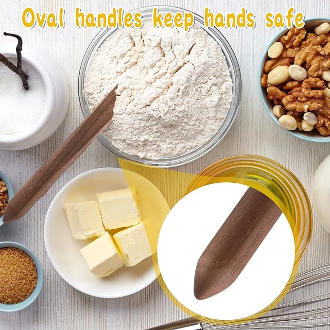 11 Inch Wooden Sourdough Bread Mixing Stir Stick Spurtle Wooden Sourdough Bread Making Tools Paddle Stirring Stick for Kitchen Cooking (Walnut)