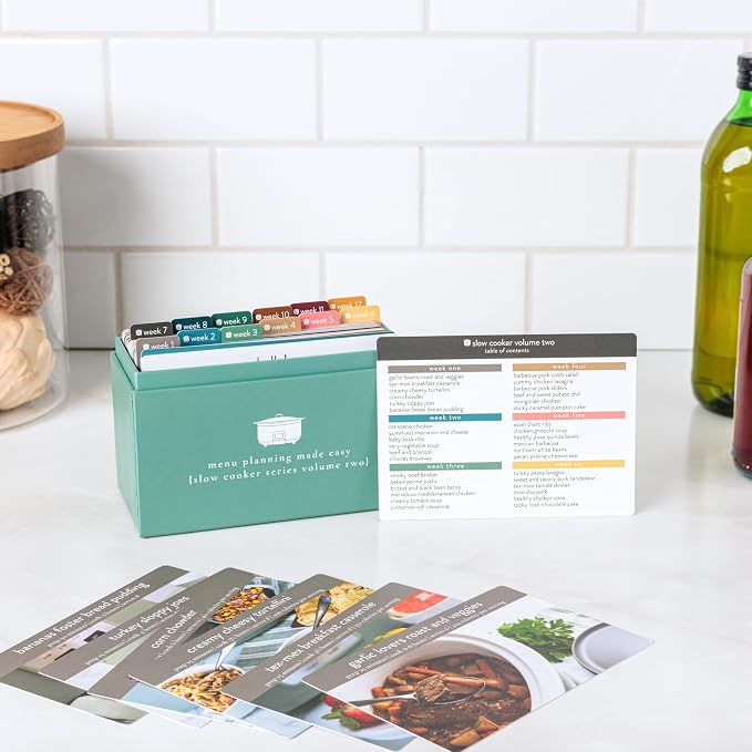 PPP Meal Planner with 72 Photo Recipe Cards (Slow Cooker Vol 2) - Weekly Menu Planner | Recipe Box | 12 Reusable Grocery Lists | 5 Blank Cards | Card Protectors | Easy Recipe Ideas with Pictures