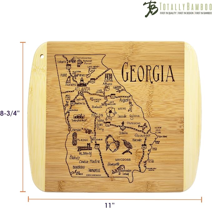 Totally Bamboo A Slice of Life Georgia State Serving and Cutting Board, 11" x 8.75"