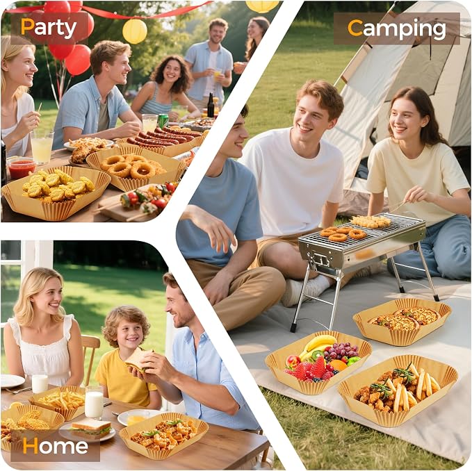 Vailnd 300Pcs Air Fryer Paper Liners Disposable, 8x5.5" Rectangle Parchment Paper, Sheets, Non-stick Liners for Rectangular Airfryer Basket Oilproof Waterproof