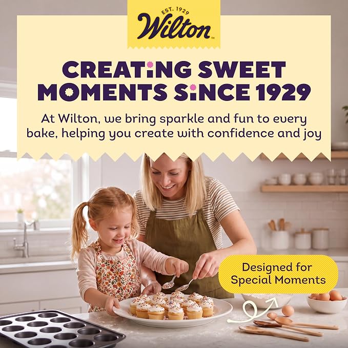 Wilton Gold Non-Stick Bakeware Muffin Pan - Baking Pan for Muffins & Cupcakes - Made Without PFAS, Dent Resistant & Dishwasher Friendly - Offers Even Heat Distribution - 10.5 x 15 x 2 Inches, 12 Cup