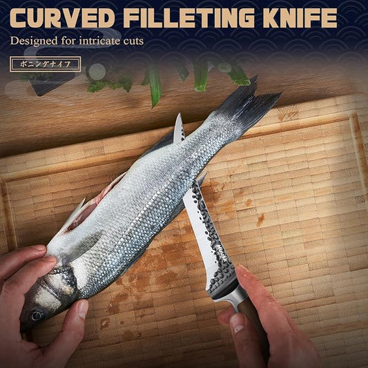 Huusk Boning Knife 6 Inch Fillet Knife for Meat Brisket Trimming Knives Japan Hand Forged Deboning Knives Full Tang Meat Cutting Butcherig for Kitchen Cooking BBQ