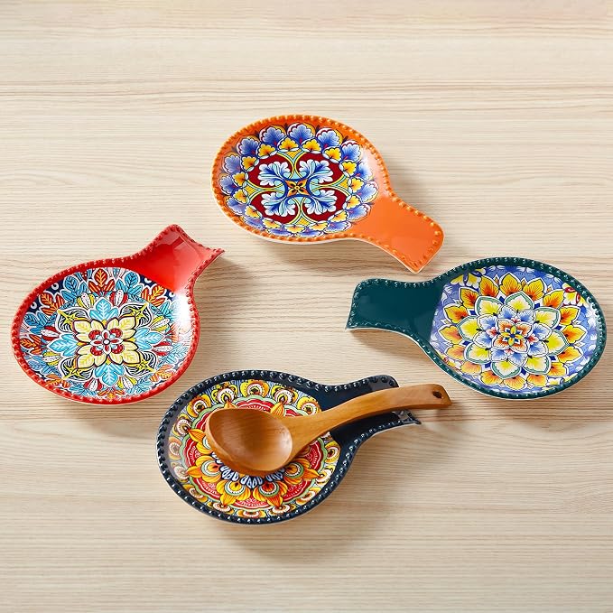 vancasso Ceramic Spoon Rest for Stove Top, 7.7 Inch Cooking Spoon Holder for Kitchen Counter Decor, Spoon Holder for Coffee Spoon Rest, Spoon Cradle, Spatula, Spoons or Tongs, Decorations, Orange