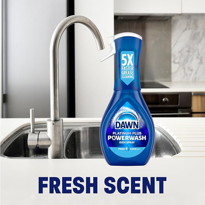 Dawn Powerwash Spray, Dish Soap, Dishwashing Liquid, Cleaning Supplies, Fresh, 1 Starter Kit + 1 Refill, 32 Fl Oz