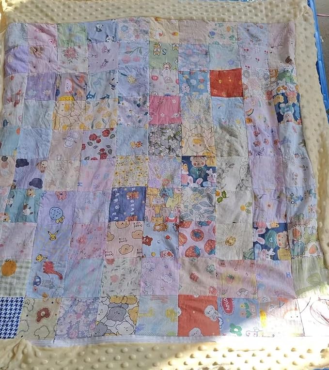 7PCS 9.8" x 9.8"(25 * 25CM) Quilting Fat Quarters Fabric Bundles, for Sewing Crafting,Print Floral Striped Polka Dot 100% Cotton Gingham Fabric (Blue Flowers, 25 * 25cm)