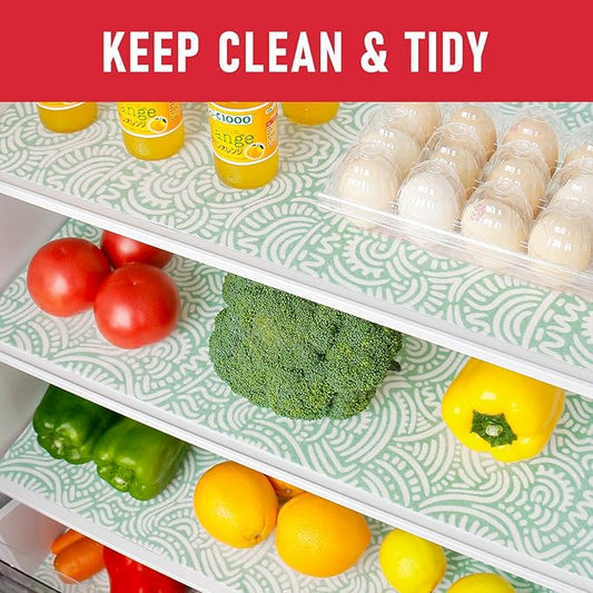 Cooyes 12 Pack Fridge Bin Liners, 12โ ร 24โ Refrigerator Mats with Non-Slip Particles, Drawer Liners for Kitchen Cabinets, Breathable Cloth Material BPAfree, Keep Produce Fresh Longer