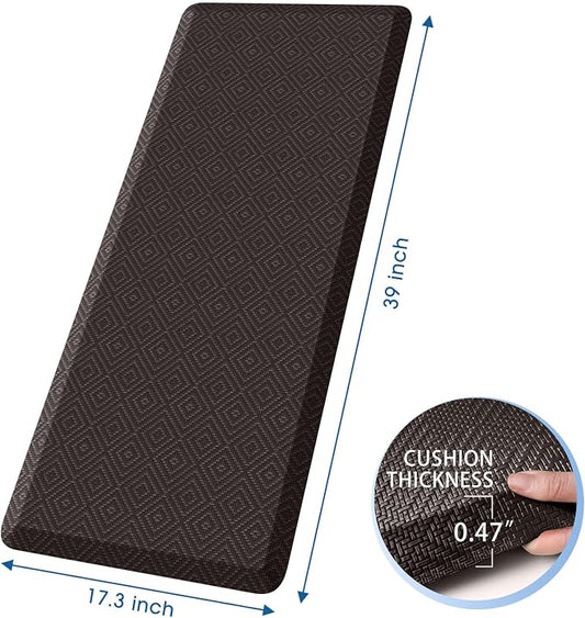 Mattitude Kitchen Mat Cushioned Anti-Fatigue Floor Mat Water Resistant Non-Slip Mats and Rugs Standing and Comfort Desk Mats for House Sink Office Laundry (Chocolate, 17.3"x39")