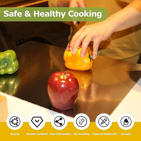 Cutting Board for Kitchen, Food Grade Stainless Steel Cutting Board with Lip, Metal Chopping Board for Meat, Fruits, Vegetables, Bread, and Baking (60 x 40cm/23.6 x 15.7 in)
