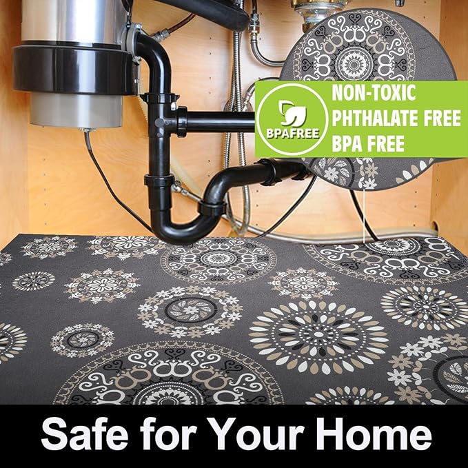 AiBOB Waterproof Under Sink Mat, Absorbent Quick Dry Sink Liners Protect Cabinets, Durable Shelf Liners, Slip Resistant and Non-Adhesive, 24X68, Multi