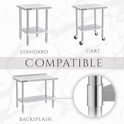 DuraSteel Galvanized Under Shelf for Work Tables - Extra Adjustable Lower Shelf for 24" x 12" Stainless Steel and Wooden Worktables - Fits for use in Restaurant, Warehouse, Home, Kitchen, Garage