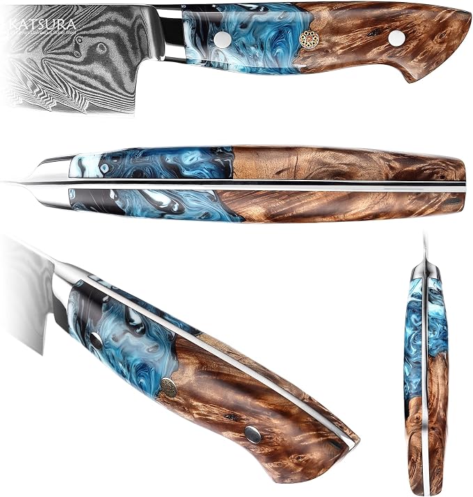 KATSURA Woodworking Project Kit – Gyuto Chef Knife Blank – Ultra Wide Blade 50mm – 8.25 Inch – Japanese Premium AUS 10V, 67 Layers Damascus Steel – Storm-V Series – NO LOGO