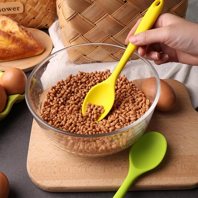 HANSGO 5PCS Small Silicone Spoons, 8 Inch Silicone Mixing Spoons for Baking, Cooking, Tasting, Quiet Stirring Hot Cocoa, Sauce, Risotto, Safe & Nonstick, Kitchen Gifts for Women, Cooking Gifts for Men