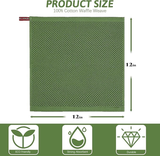 Nialnant 12 Pack Dish Cloths,100% Cotton Kitchen Dish Rags,Soft and Absorbent Dish Towels for Washing Dishes-12x12 Inch