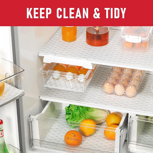 Cooyes Refrigerator Liners 17.7" x 360", Absorbent Strong Grip Fridge Mats Machine Washable, Non-Adhesive Refrigerator Shelf Liner for Fridge Bins & Kitchen Cabinets, Gray