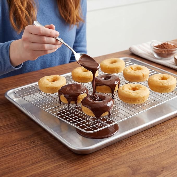 aking Sheet Pan & Cooling Rack Set – 18"×13" Aluminum Half Sheet & Stainless Steel Wire Rack