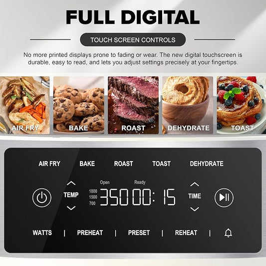 Nuwave Brio Plus 6-in-1 Air Fryer, 7-Qt Large Capacity, 50°F–400°F Precise Temp Control, Non-Toxic PFAS-Free Nonstick, Air Fry, Bake, Roast, Toast, Dehydrate, Reheat, 100 Presets, Dishwasher Safe